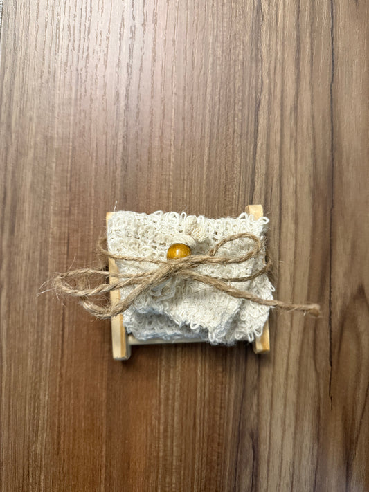 Bamboo Soap Tray & Exfoliating Pouch Set